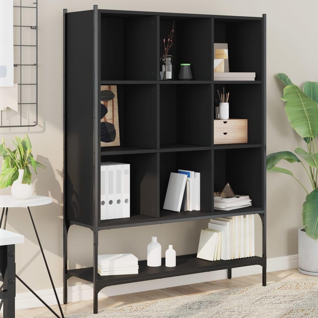 vidaXL Bookcase, Storage Cabinet for Living Room, Book Shelf for Decorative, Display Shelf Rack Office Cabinet, Black Engineered Wood, 3214329